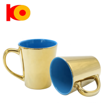 Nouvelle conception électroplate de placage métallique couleur / or / argent tasse avec poignée tasses à café imprimées électrolitées